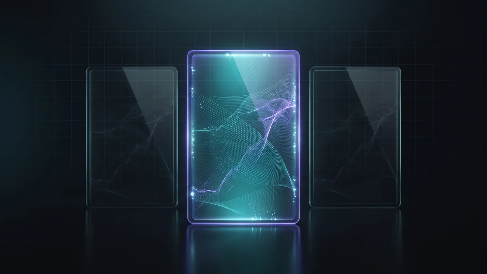 Illustration: three glass vendor cards with the middle one raised and lit, like a shortlist