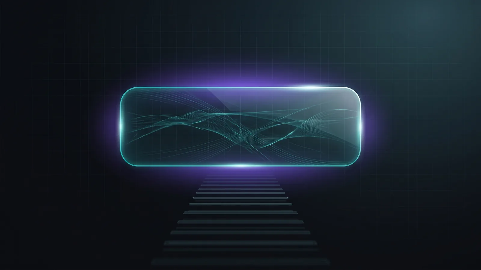Illustration: a glowing summary panel floating above a list of search results